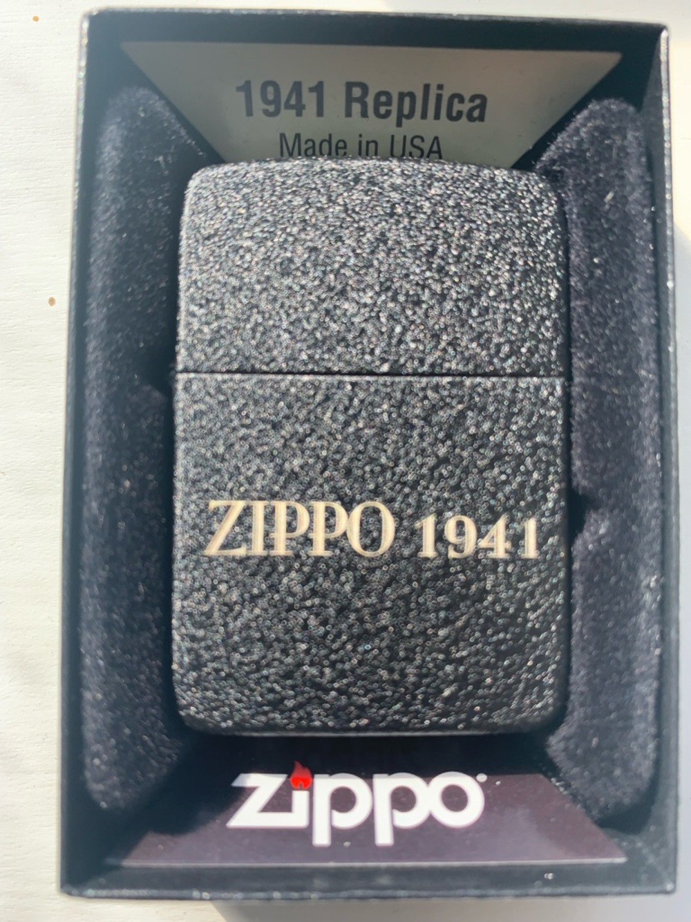 New ZIPPO 1941 Replica Black Crackle Laser Etched “ZIPPO 1941” Legend